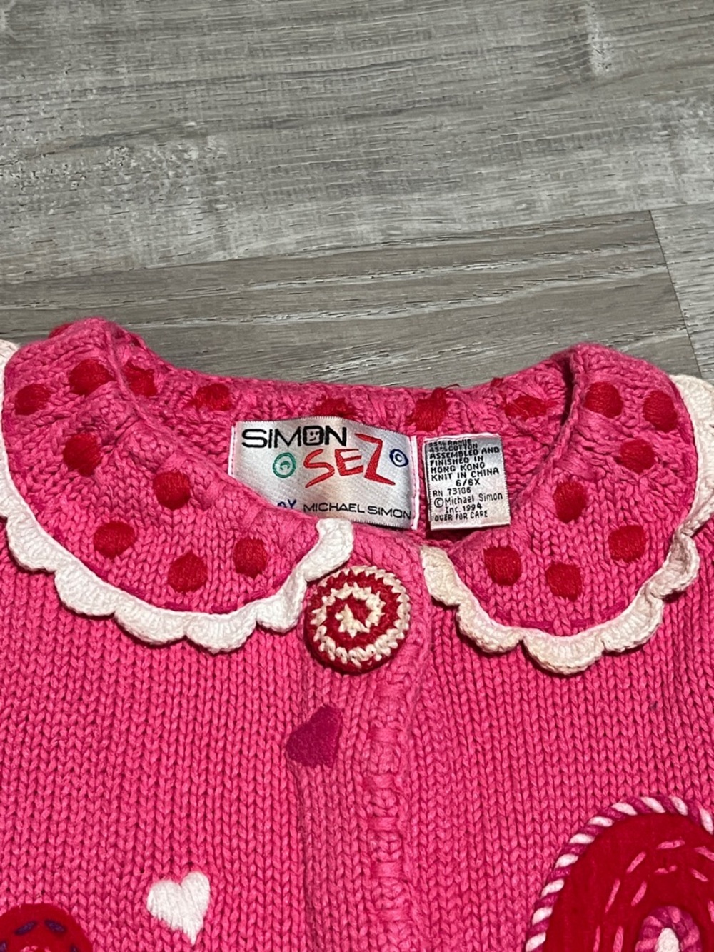 Rare Vintage Simon Sez by Michael Simon Pink Heart Cardigan - Picture 4 of 16